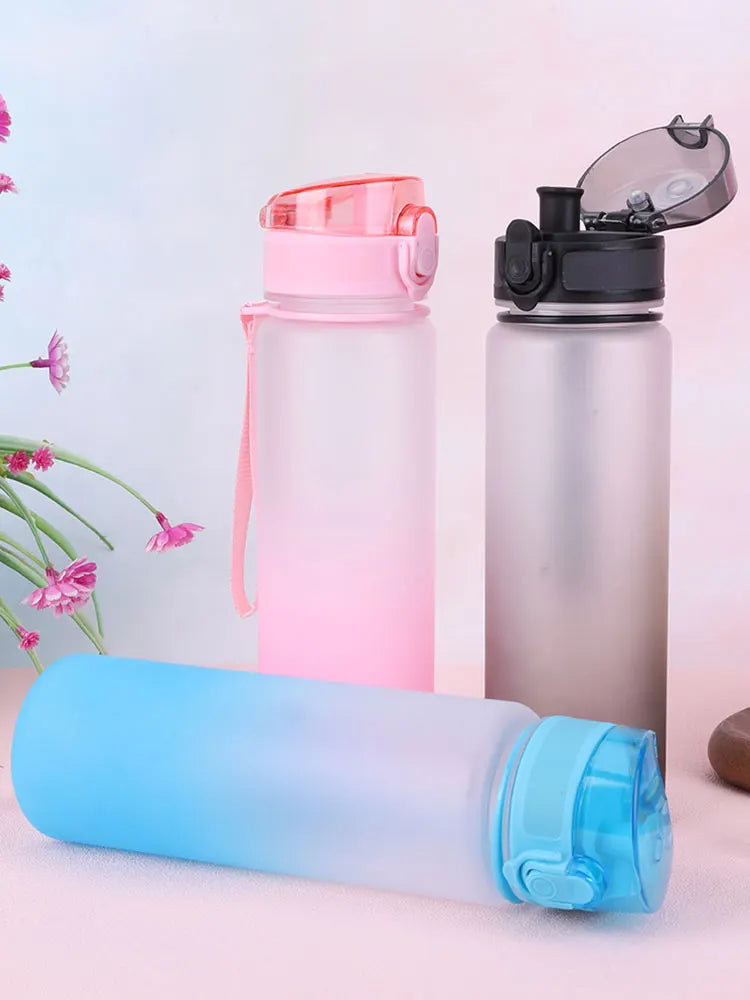 500ml Frosted Water Bottle Leakproof Dazzling Color Water Bottle Large Capacity Gradient Water Cup for Outdoor Fitness