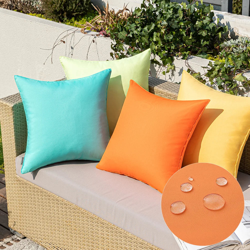 1/2PCS Outdoor Pillow Covers Decorative Farmhouse Waterproof Pillow Covers Solid Linen Pillowcase Cushion Cover for Patio Garden