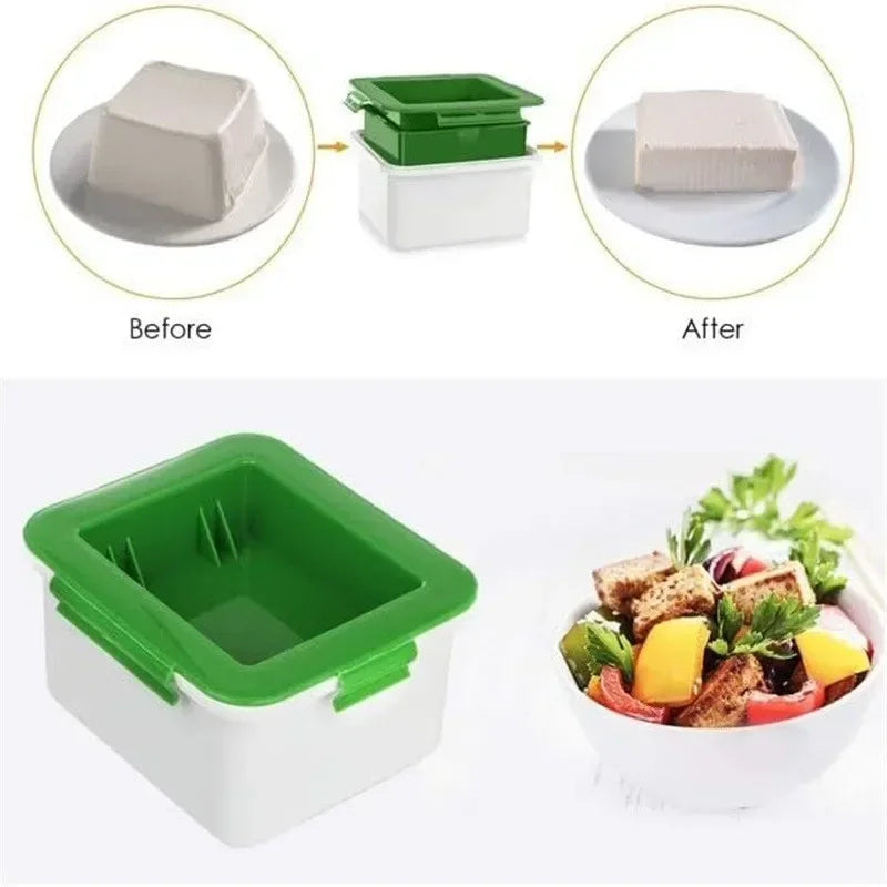 Tofu Press Presser Safe Mould Built-in Water Removal Drainer Gadget Soybean Curd Presser Kitche 3-Layer Tofu Press Making Mold