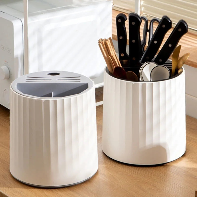 360 Degree Rotating Kitchen Knife Stand Tableware Chopsticks Spoons Fork Storage Rack Kitchen Storage Rack Tableware Drain Rack