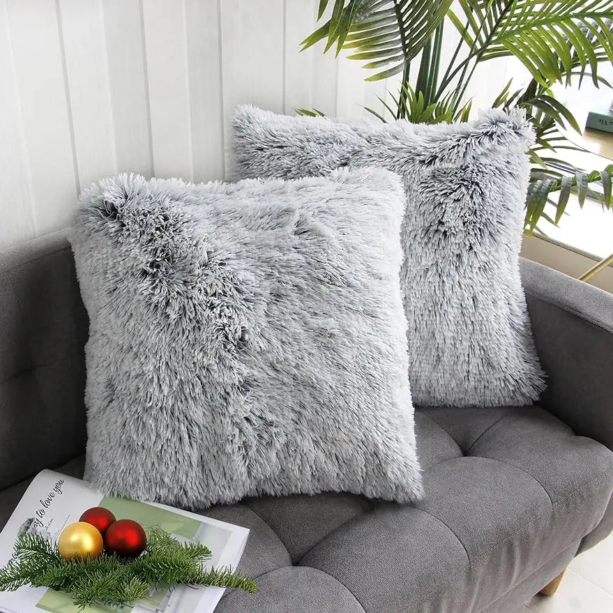 Luxury Faux Fur Throw Pillow Cover Super Soft Cushion Case for Sofa Bed Living Room Fluffy Cushion Cover 45x45 CM Home Decro