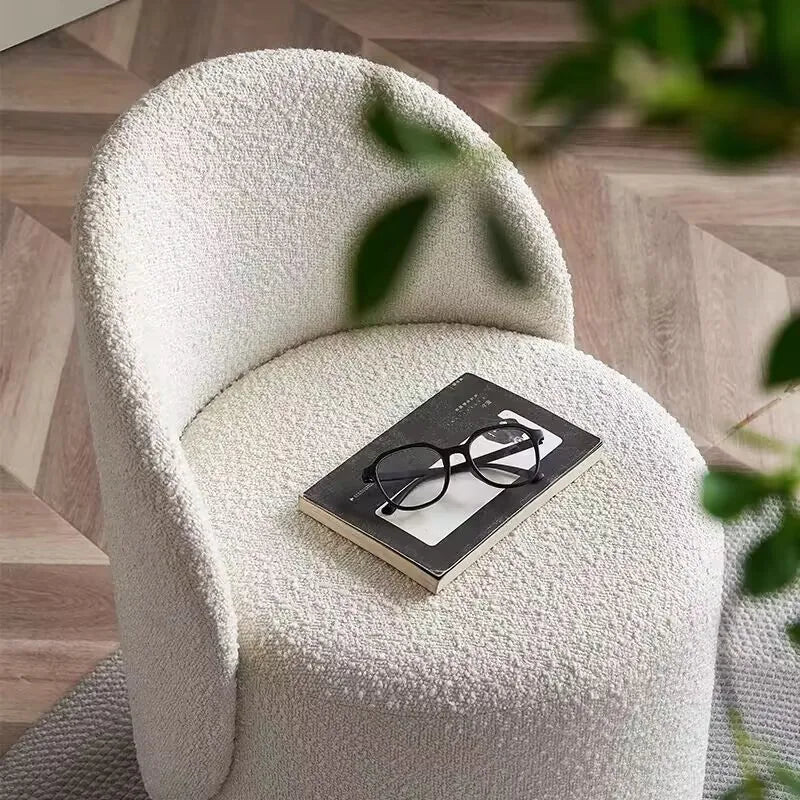 Shoe Changing Stool Dressing Chair Makeup Stool 360°Rotatable Sponge Backrest Comfortable Breathable Living Room Lazy Sofa Chair