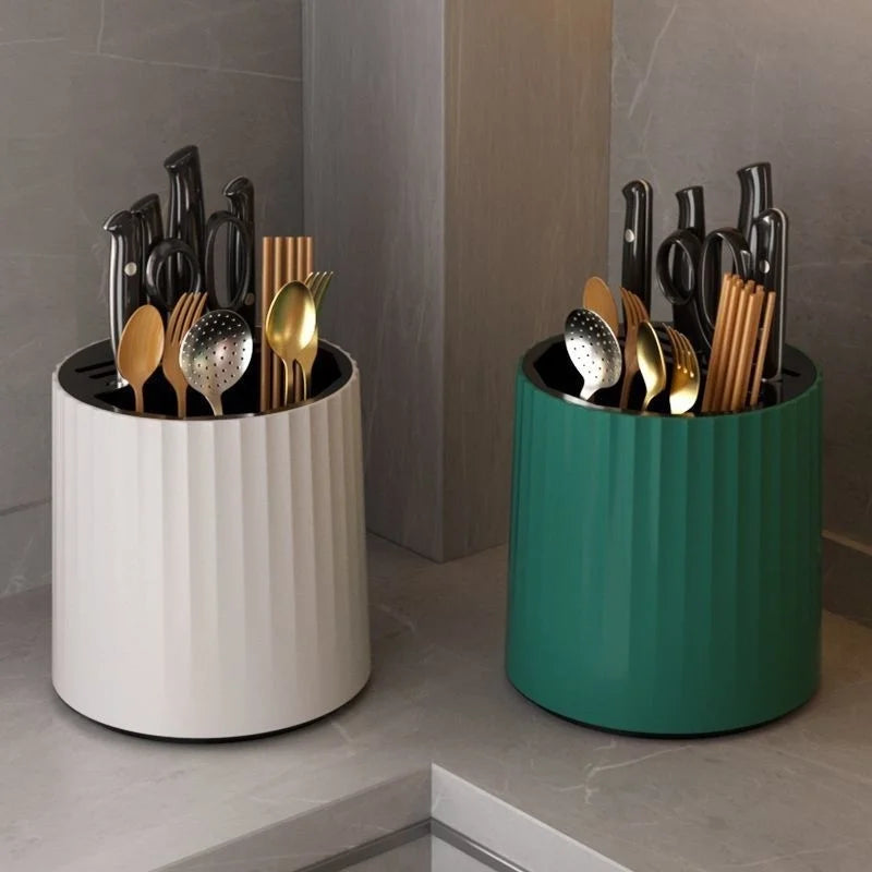 360 Degree Rotating Kitchen Knife Stand Tableware Chopsticks Spoons Fork Storage Rack Kitchen Storage Rack Tableware Drain Rack
